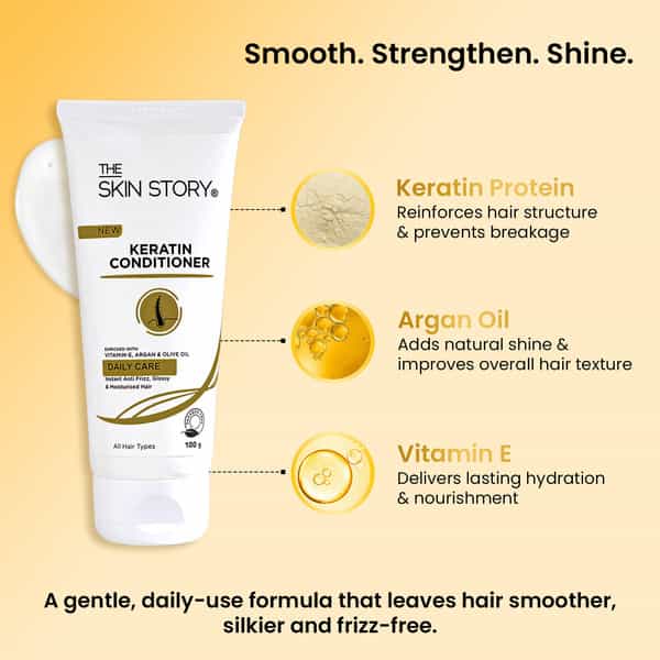 The Skin Story Sulphate Free Anti Frizz Keratin Conditioner Instant Gloss | Vit E Olive Oil 100G