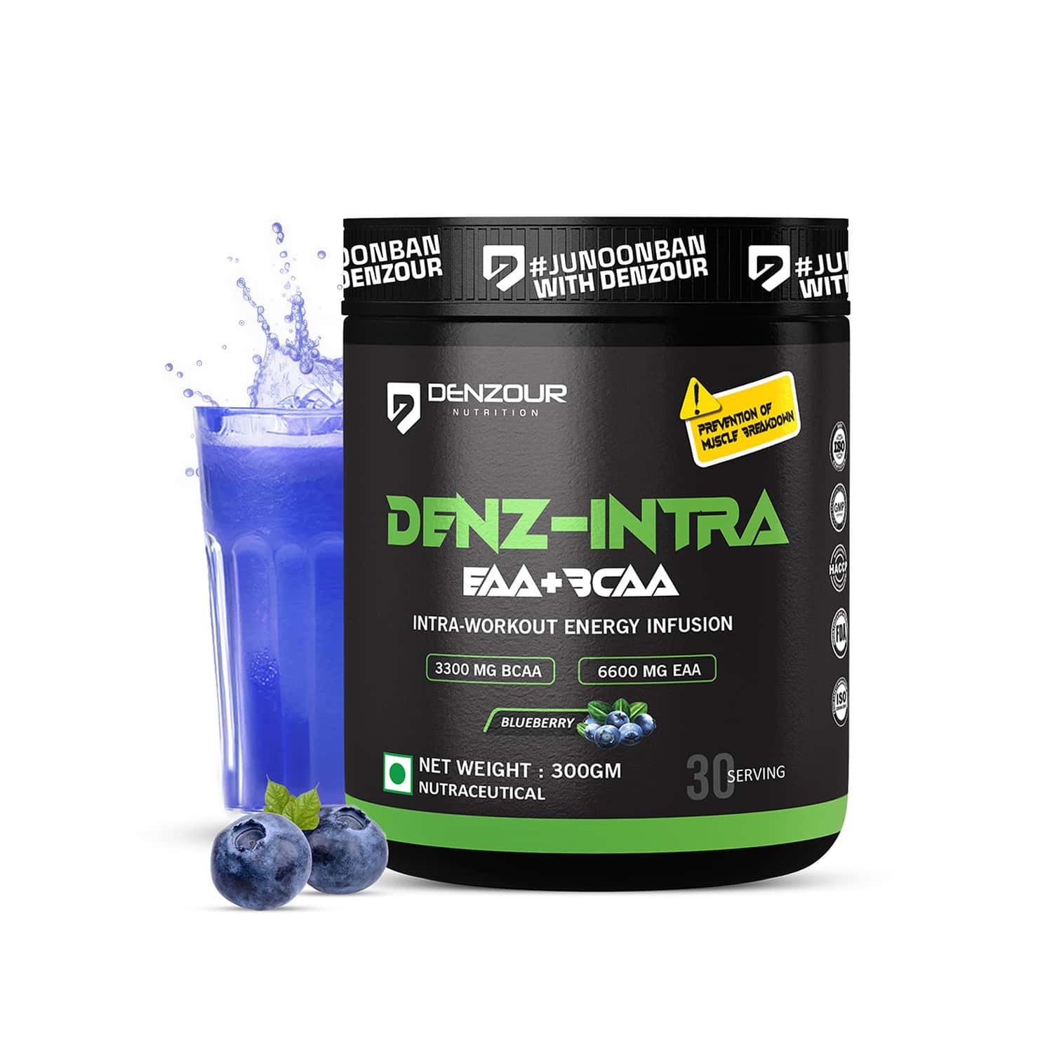 Denzour Nutrition Denz Intra Workout Powder | For Men & Women | Blueberry Flavour | 300g