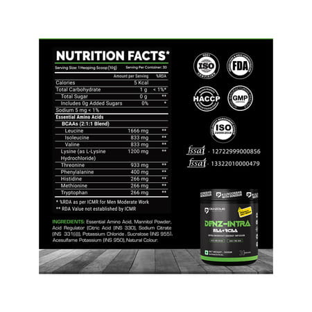 Denzour Nutrition Denz Intra Workout Powder | For Men & Women | Blueberry Flavour | 300G