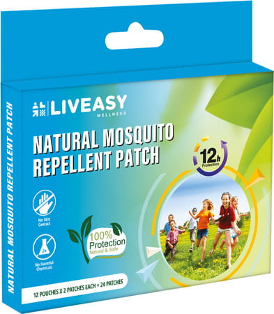 Liveasy Wellness Natural Mosquito Repellent Patch 12 Pouches * 2 Patches (24 Patches)