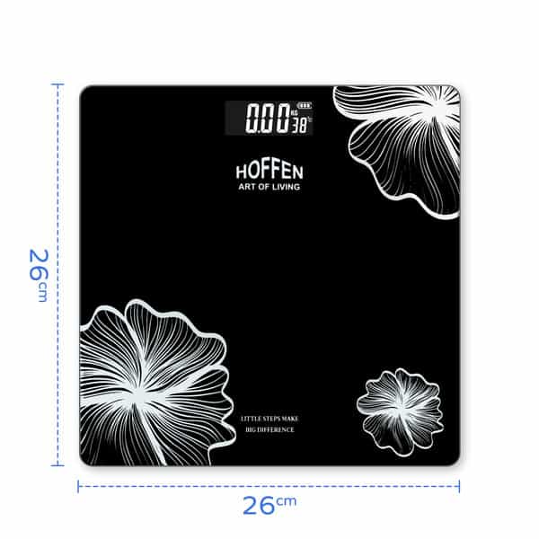Hoffen (India) Electronic Digital Personal Bathroom Weight Machine | Upto 180Kg - Black