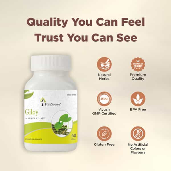 Four Seasons Guduchi Giloy Tablet - Each 60 Tablet | Boost Immunity | Blood Purification (Pack Of 2)