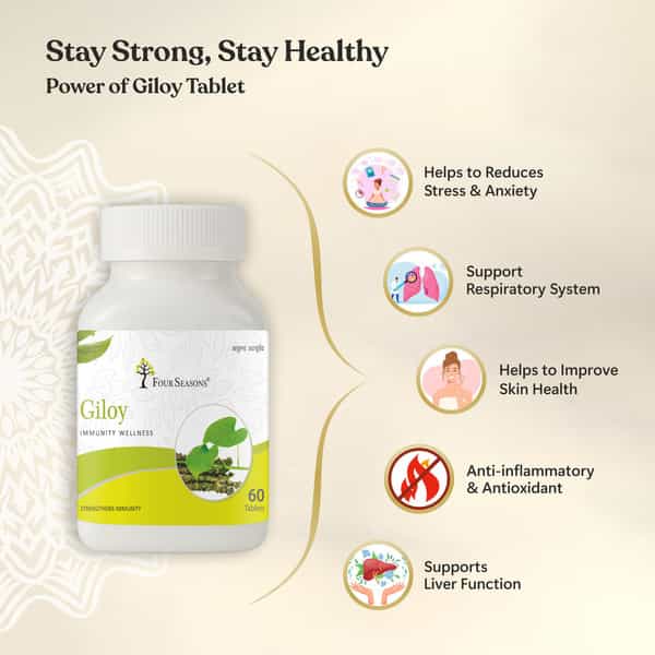 Four Seasons Guduchi Giloy Tablet - Each 60 Tablet | Boost Immunity | Blood Purification (Pack Of 2)