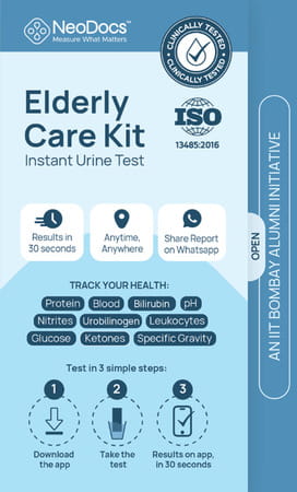 Neodocs Elderly Care Kit | Instant At-Home Urine Test | Track 10+ Parameters | Liver|Kidney More