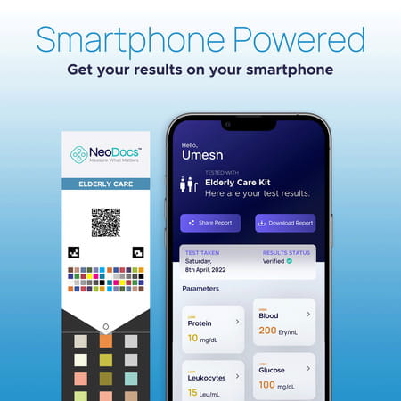 Neodocs Elderly Care Kit | Instant At-Home Urine Test | Track 10+ Parameters | Liver|Kidney More