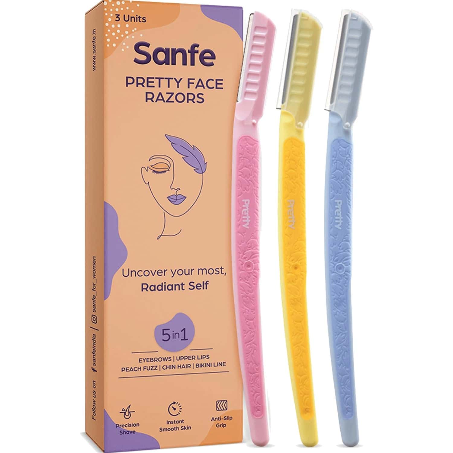 Buy SANFE PRETTY FACE RAZOR FOR PAINFREE FACIAL HAIR REMOVAL (3 UNITS