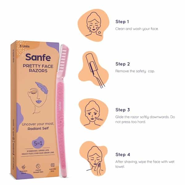 Sanfe Pretty Face Razor For Painfree Facial Hair Removal (3 Units)