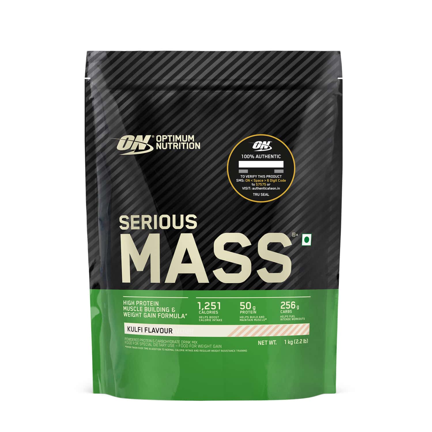 Optimum Nutrition (On) Serious Mass Weight Gainer Powder - 1 Kg(Kulfi) | Vegetarian