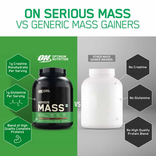 Optimum Nutrition (On) Serious Mass Weight Gainer Powder - 1 Kg(Kulfi) | Vegetarian