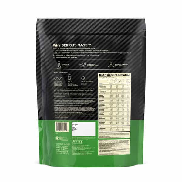 Optimum Nutrition (On) Serious Mass Weight Gainer Powder - 1 Kg(Kulfi) | Vegetarian