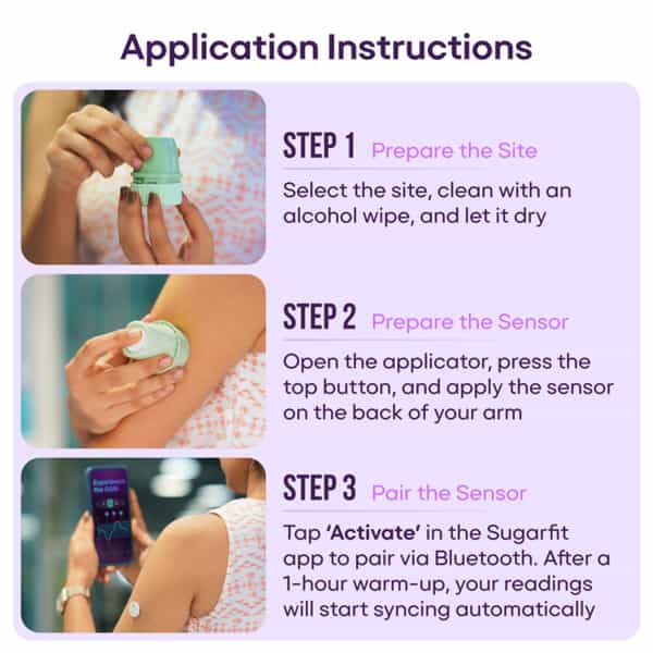 Sugar.fit Smart Glucose Monitor | Real-Time Blood Sugar Tracking | Bluetooth-Enabled Device 1 Nos
