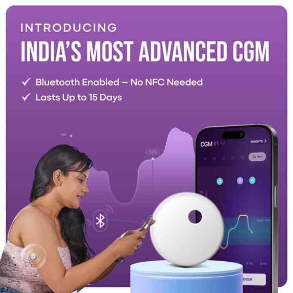 Sugar.fit Smart Glucose Monitor | Real-Time Blood Sugar Tracking | Bluetooth-Enabled Device 1 Nos