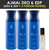 Ajmal 3 Blu Deo Each 200Ml & Aretha Eau De Parfum 20Ml Pack Of 4 (Total 620Ml) For Men & Women
