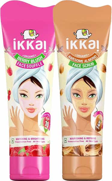 Ikkai By Lotus Herbals Almond Face Scrub & Berry Blush Souffle Combo