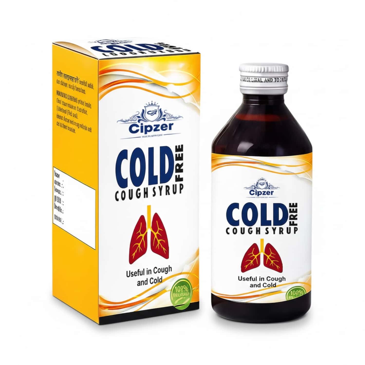 Cipzer Cold Free Cough Syrup | Relieves Cough & Cold| Supports Easy Breathing | 100 Ml