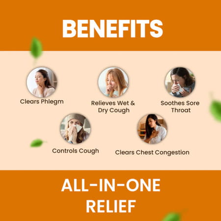 Cipzer Cold Free Cough Syrup | Relieves Cough & Cold| Supports Easy Breathing | 100 Ml