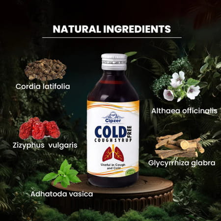 Cipzer Cold Free Cough Syrup | Relieves Cough & Cold| Supports Easy Breathing | 100 Ml