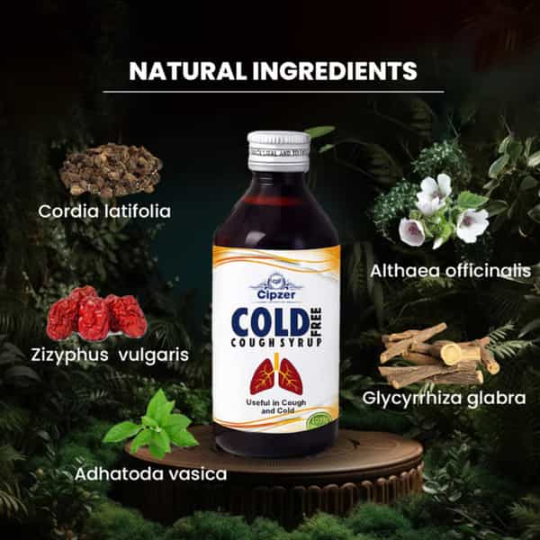 Cipzer Cold Free Cough Syrup | Relieves Cough & Cold| Supports Easy Breathing | 100 Ml