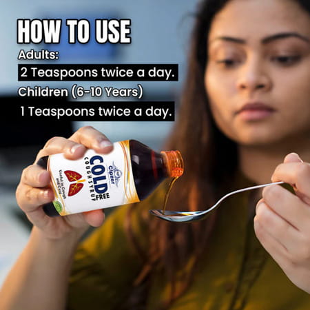 Cipzer Cold Free Cough Syrup | Relieves Cough & Cold| Supports Easy Breathing | 100 Ml