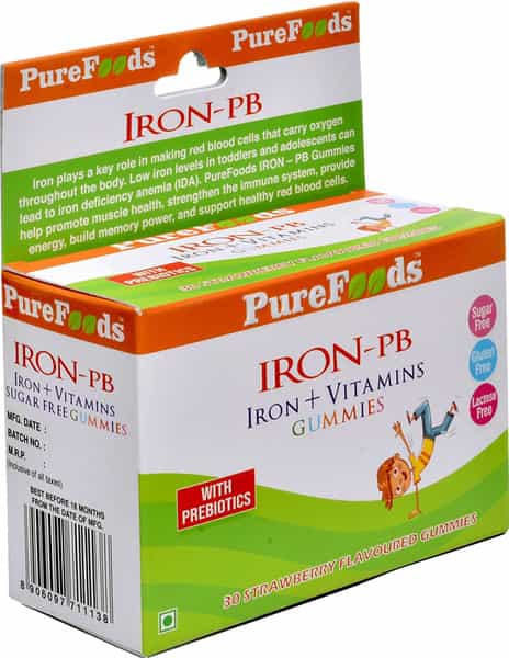 Purefoods Iron - Pb Iron + Vitamins Sugar Free Gummies For Kids With Prebiotics - 30 Gummies