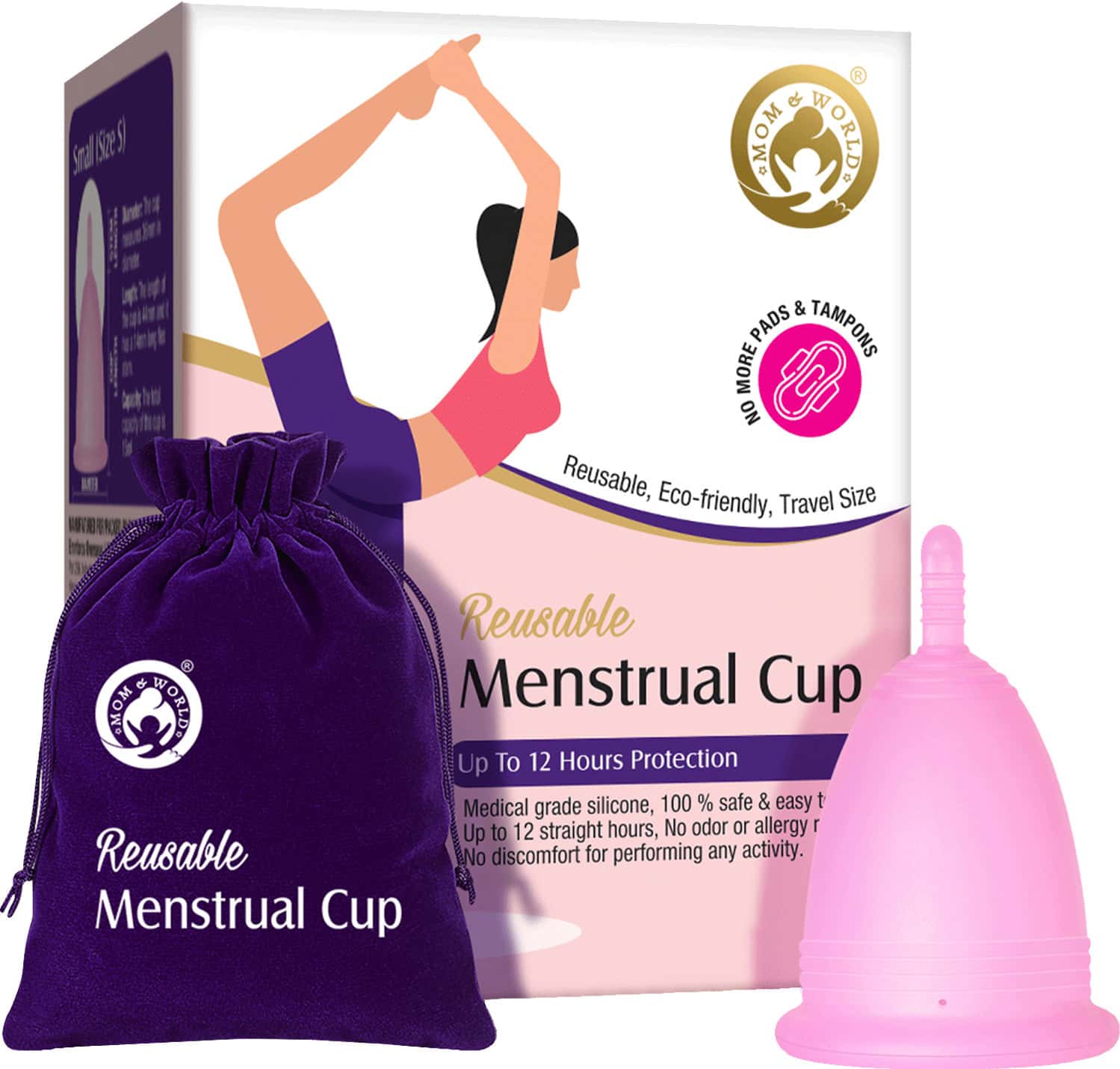 Mom & World Reusable Menstrual Cup For Women 100% Medical Grade Silicone - (medium)
