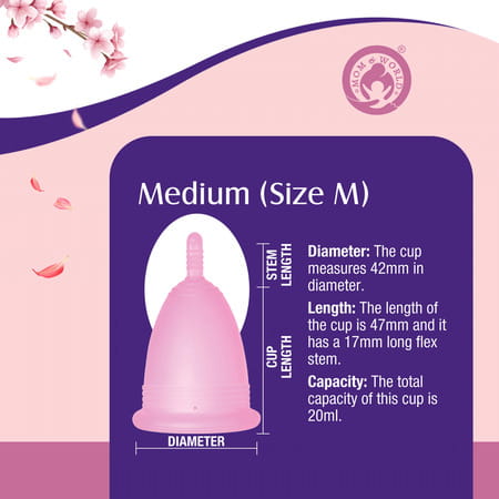 Mom & World Reusable Menstrual Cup For Women 100% Medical Grade Silicone - (Medium)