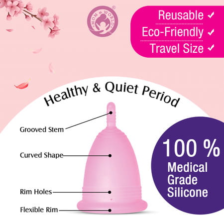 Mom & World Reusable Menstrual Cup For Women 100% Medical Grade Silicone - (Medium)