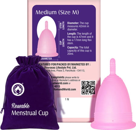 Mom & World Reusable Menstrual Cup For Women 100% Medical Grade Silicone - (Medium)