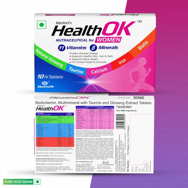 Health Ok Strawberry Flavour Nutraceutical For Women Strip Of 10 Tablets