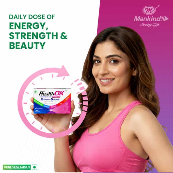 Health Ok Strawberry Flavour Nutraceutical For Women Strip Of 10 Tablets