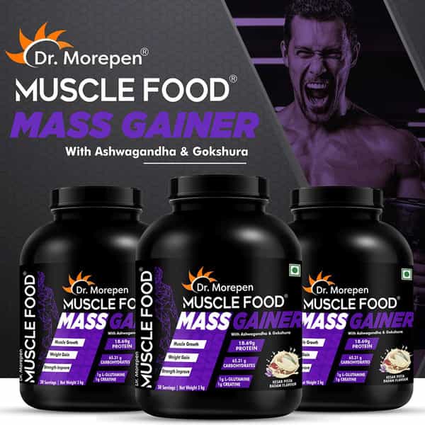 Dr. Morepen Mass Gainer For Muscle Growth Strength & Weight Gain Kesar Pista Badam Flavour - 3Kg