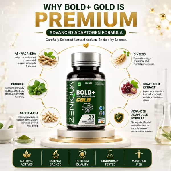 Zeniqua Bold+ Gold | Advance Multivitamin For Men | 30 Tablet