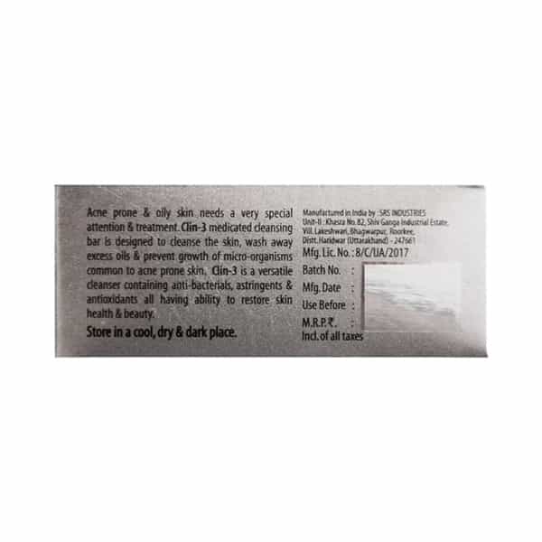 Clin 3 Anti Acne Cleansing Bar 75Gm