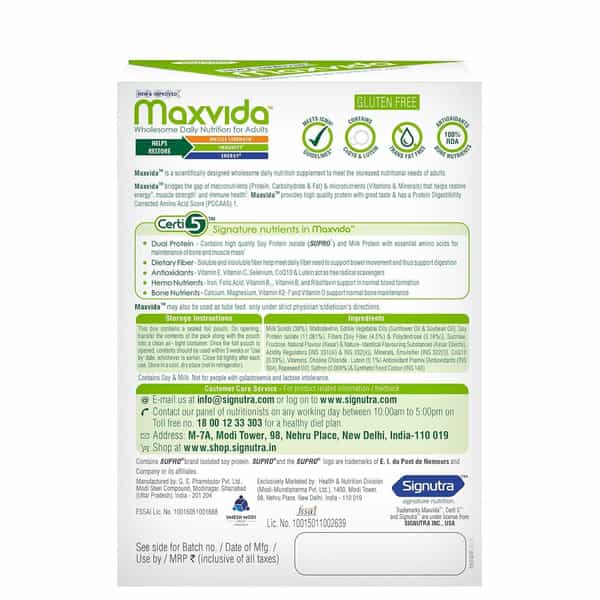 Maxvida New & Improved Wholesome Daily Nutrition For Adults Refill - 400G (Kesar Elaichi)