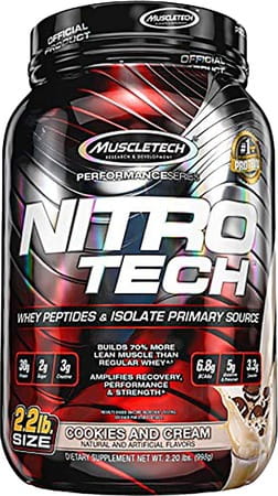 Muscletech Cookies And Cream Performance Series Nitrotech Whey Protein Peptides & Isolate - 907 Gm
