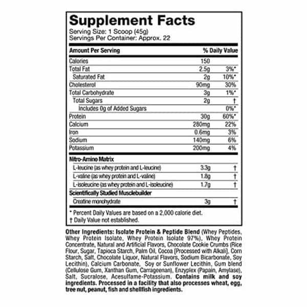 Muscletech Cookies And Cream Performance Series Nitrotech Whey Protein Peptides & Isolate - 907 Gm