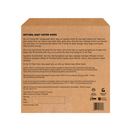 The Moms Co. Natural Baby Water Wipes Pack Of 3