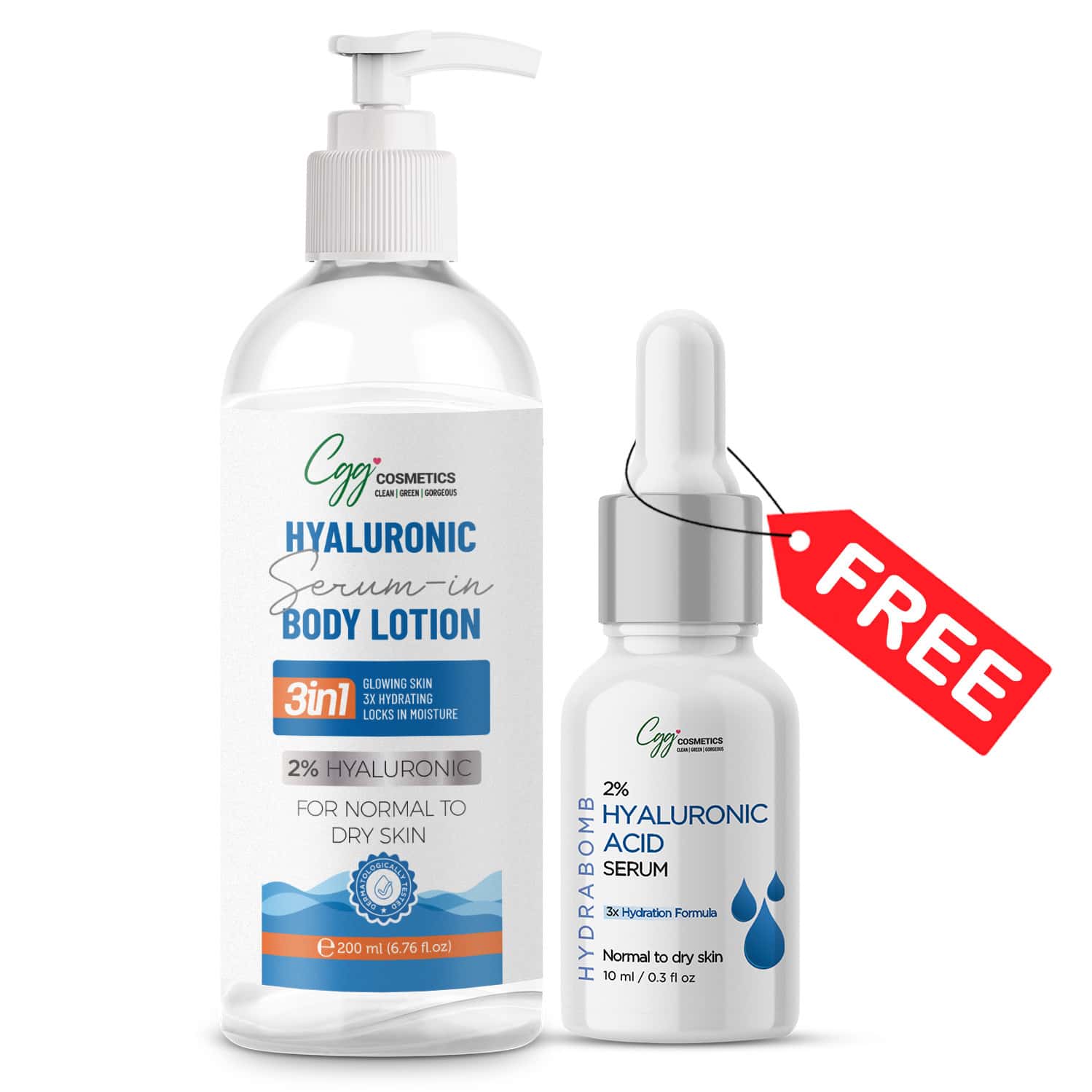 Buy CGG COSMETICS HYALURONIC ACID SERUM IN BODY LOTION & FREE 10ML