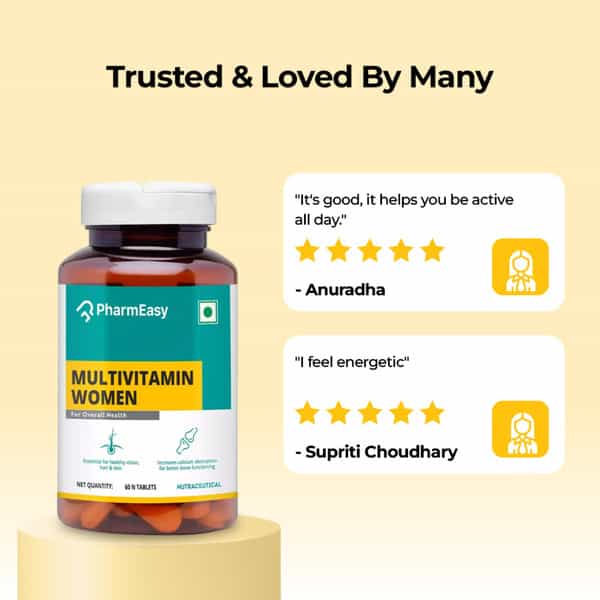 Pharmeasy Multivitamin Women - Overall Women Wellness - Builds Immunity - Bottle Of 60