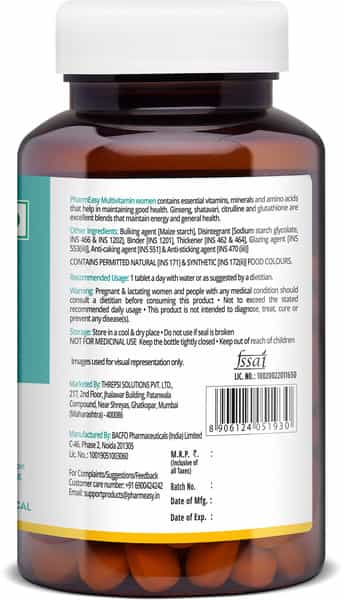 Pharmeasy Multivitamin Women - Overall Women Wellness - Builds Immunity - Bottle Of 60