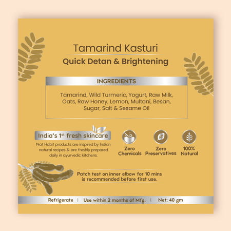 Nat Habit Tamarind Kasturi Ksheer Lepa | Anti Tan | Quick Detan & Brightening | Clay Mask - 40g