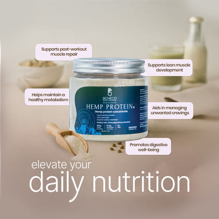 Boheco Himalayan Hemp Protein Powder | Has 50% Protein Content | Plant-Based Supplement | 100 Gm