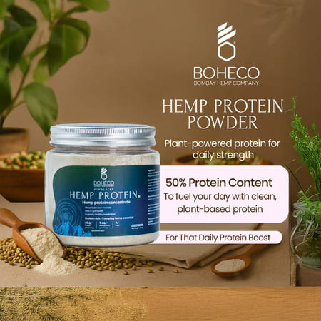 Boheco Himalayan Hemp Protein Powder | Has 50% Protein Content | Plant-Based Supplement | 100 Gm