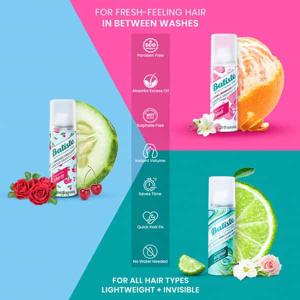 Batiste Value Kit Clean&Classic Original Fruity &Cheeky Cherry Floral&Flirty Blush Dry Shampoo-150Ml