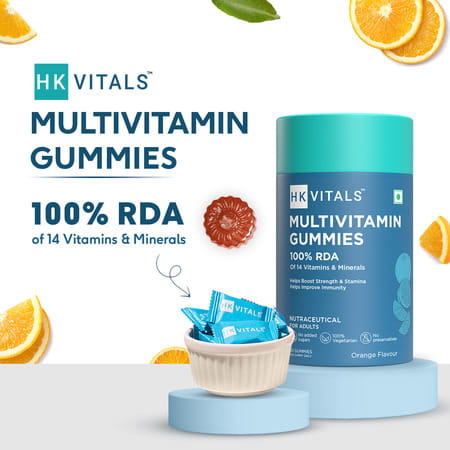 Hk Vitals Multivitamin Gummies (Orange | 60 Days Pack) | For Men & Women