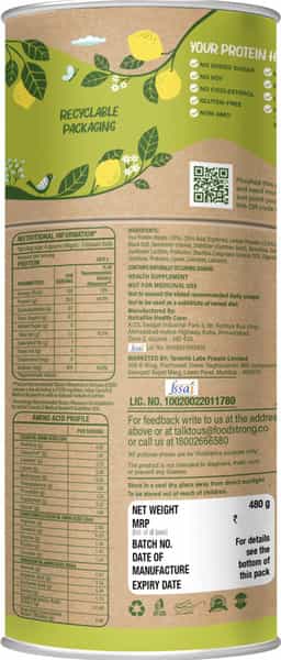 Foodstrong Vegan Protein Zesty Lemon-Vegan Protein - 1 Tube 480G