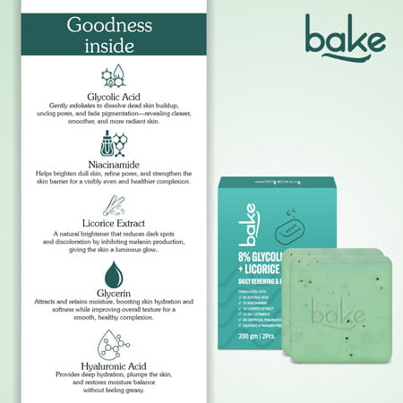 Bake 8% Glycolic Soap With 3% Niacinamide For Pigmentation & Tan (Pack Of 2)