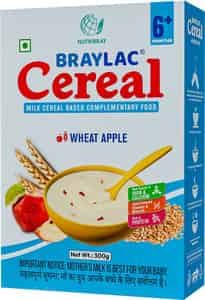 Braylac Cereal Wheat & Apple | 300 Gm | Bag In Box | For 6 To 24 Months Baby