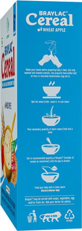 Braylac Cereal Wheat & Apple | 300 Gm | Bag In Box | For 6 To 24 Months Baby