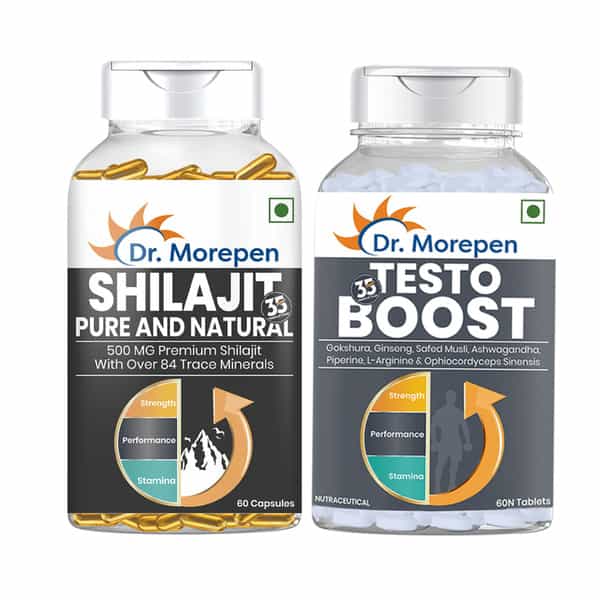 Dr. Morepen Shilajit And Testosterone Booster Capsules And Tablets - 60 Capsules & 60 Veg Tablets